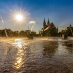 Wasserspiele am Elbufer Magdebur