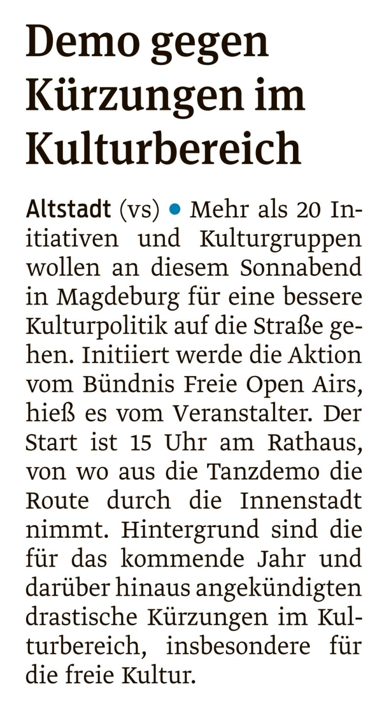 demo kulturkürzungen volksstimme lokalanzeiger