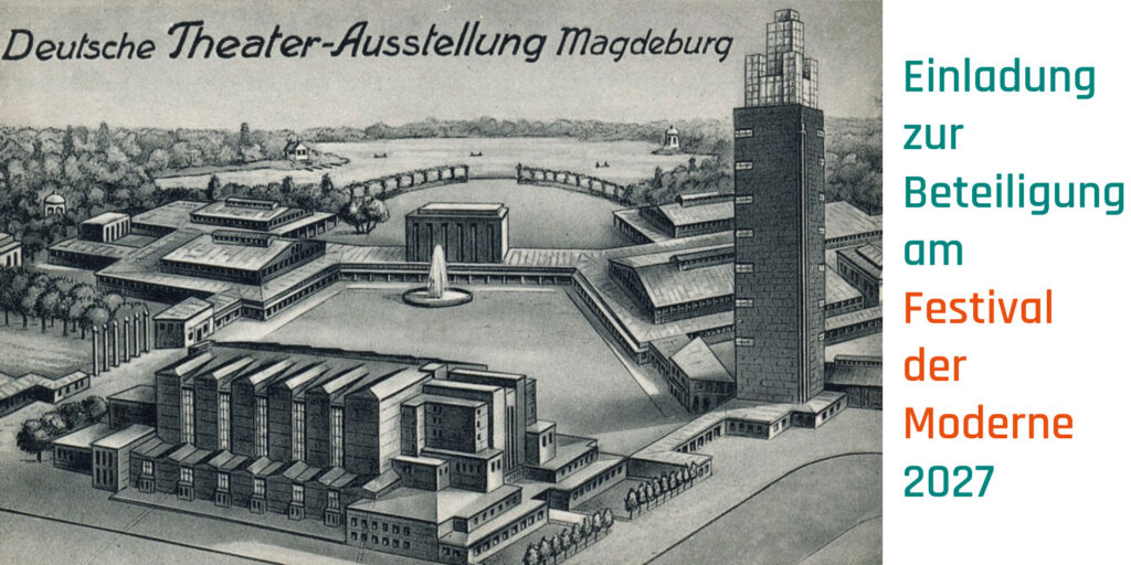 zeigenössische Postkarte zur Theaterausstellung 2917 in Magdeburg